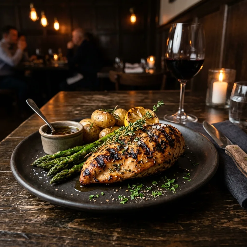 Grilled BBQ Chicken lunch special with signature sauce, Texas Roadhouse