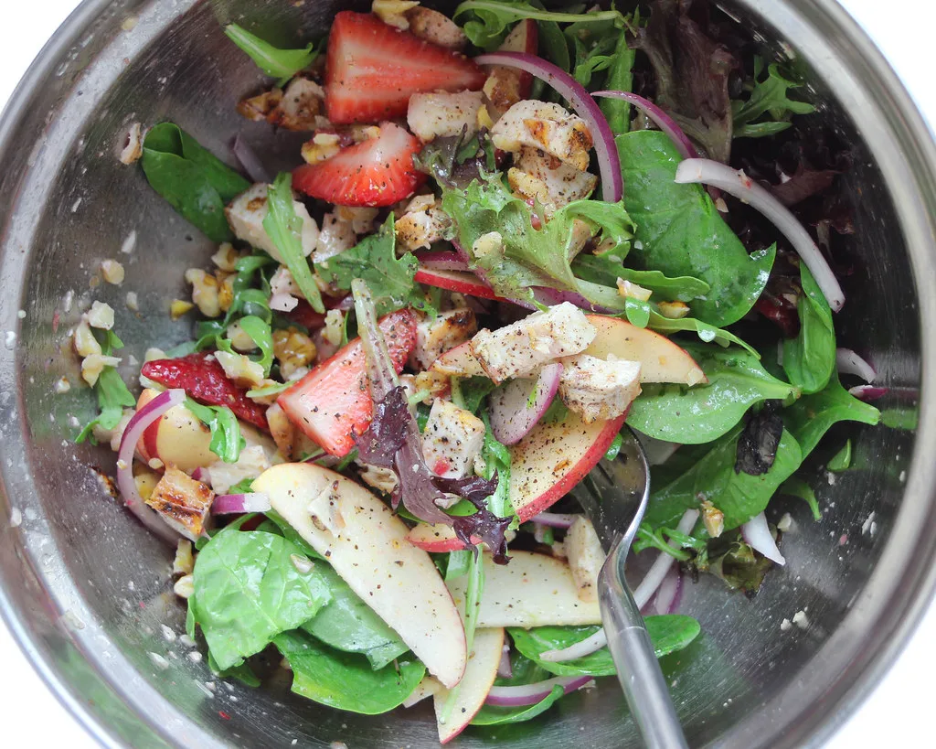 Grilled Chicken Salad lunch menu, fresh greens with Texas Roadhouse house dressing